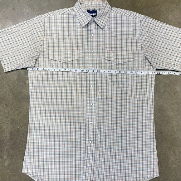 VTG 90s Wrangler Brushpopper Check Pearl Snap Western Shirt - Picture 7 of 9